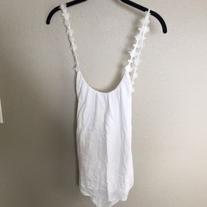 White flowy spaghetti strap tank top